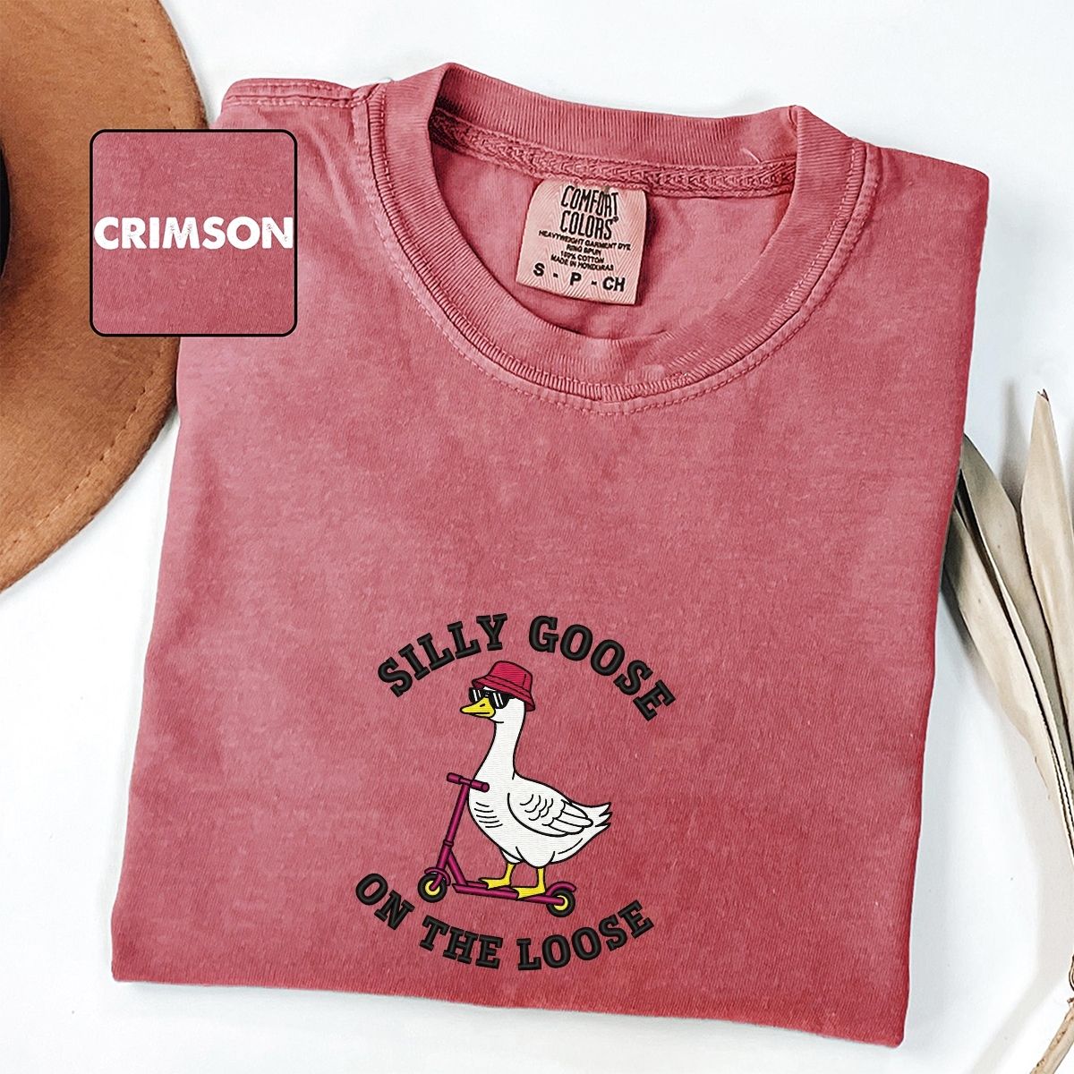 Silly Goose On The Loose Custom Embroidered T-Shirt - Funny Goose Meme Gift