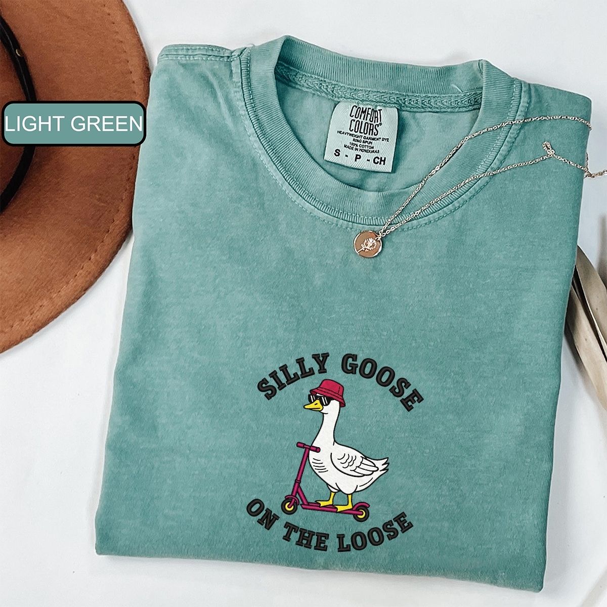 Silly Goose On The Loose Custom Embroidered T-Shirt - Funny Goose Meme Gift