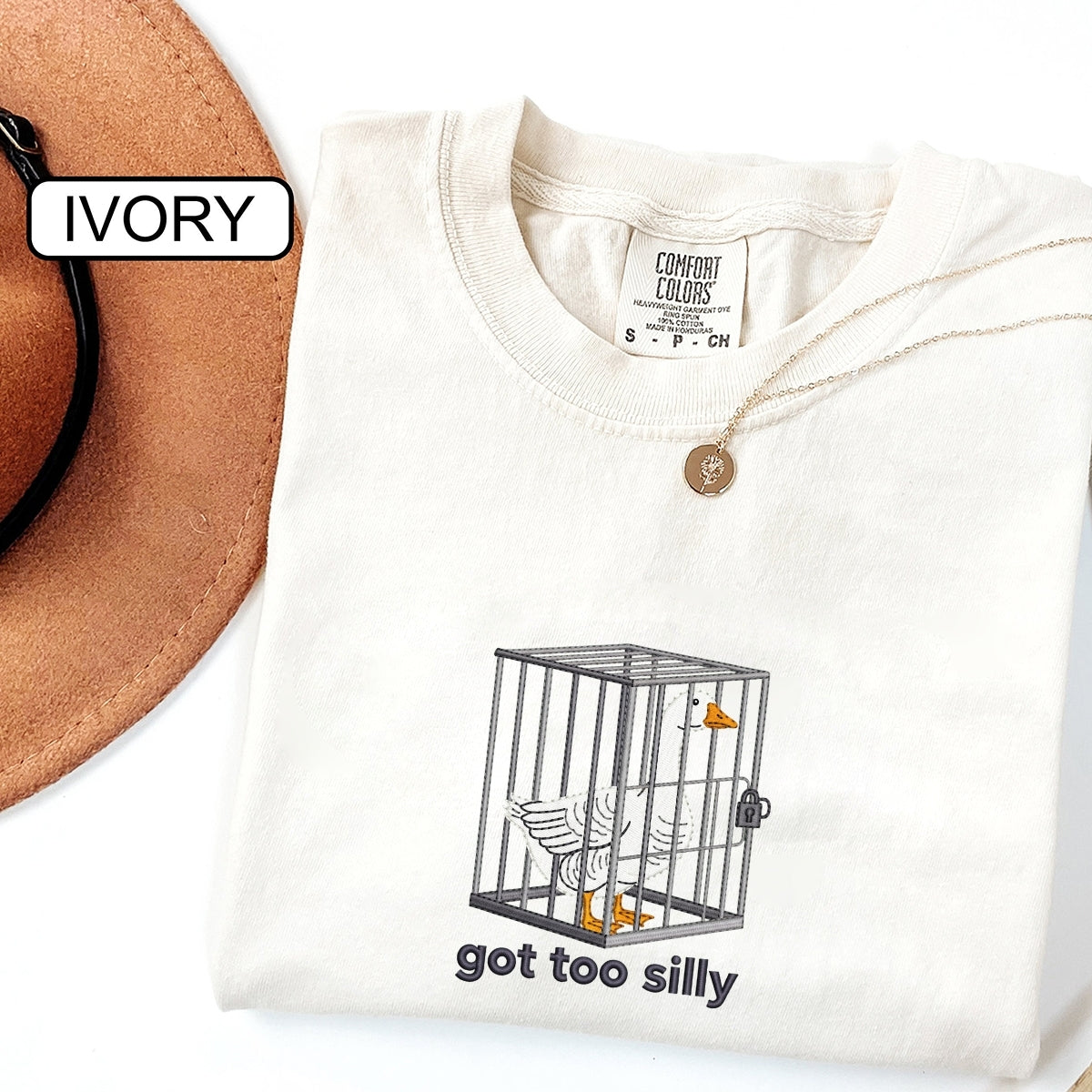 Silly Goose Got Too Silly Custom Embroidered T-Shirt - Funny Meme Animal Gift