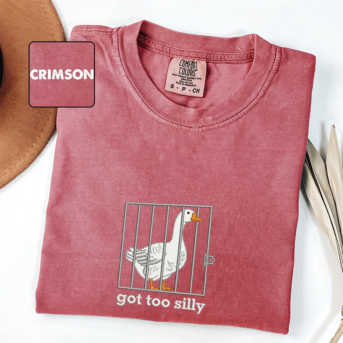 Silly Goose Got Too Silly Custom Embroidered T-Shirt - Funny Animal Gift