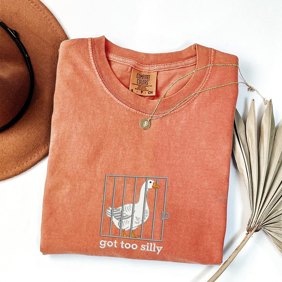 Silly Goose Got Too Silly Custom Embroidered T-Shirt - Funny Animal Gift