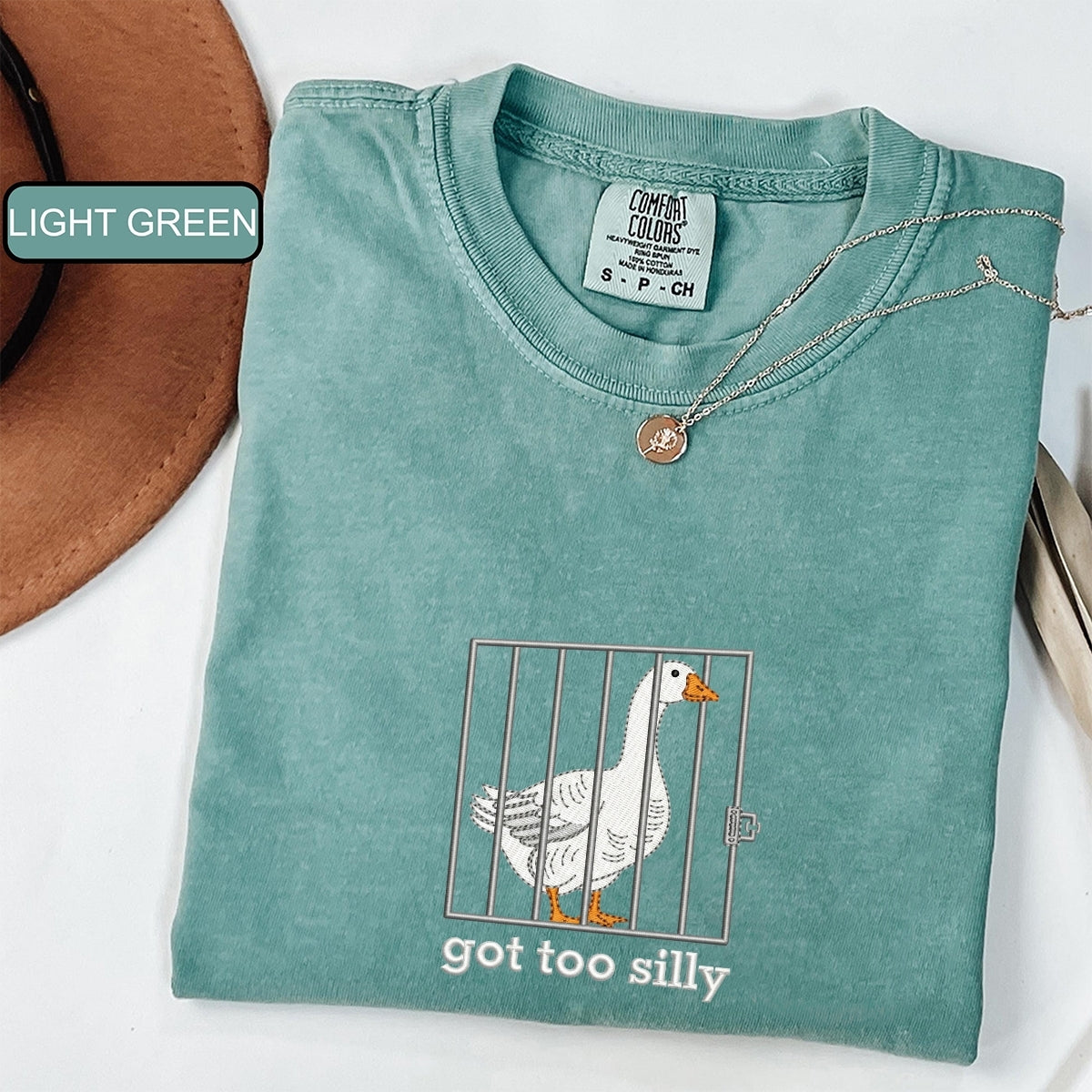 Silly Goose Got Too Silly Custom Embroidered T-Shirt - Funny Animal Gift