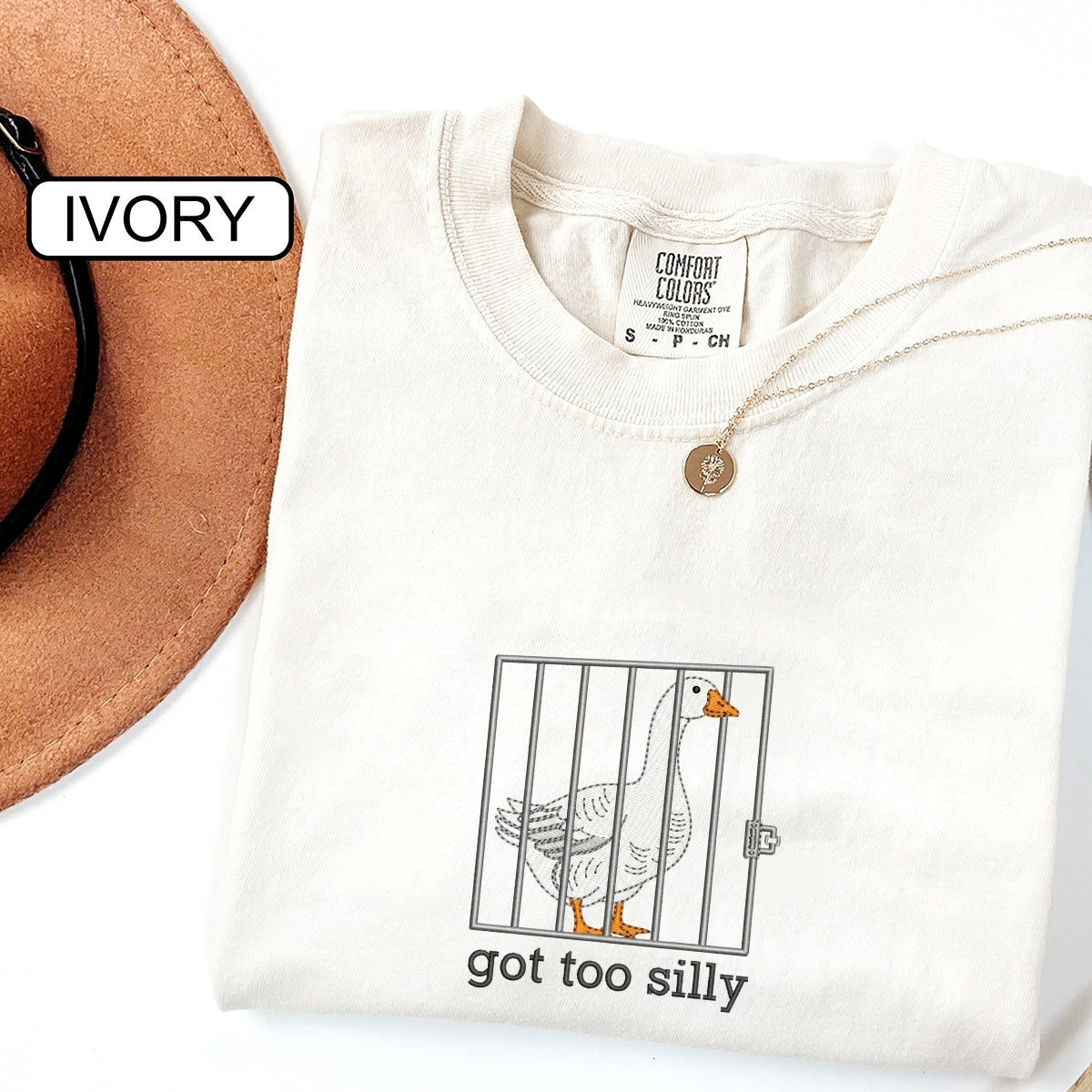 Silly Goose Got Too Silly Custom Embroidered T-Shirt - Funny Animal Gift