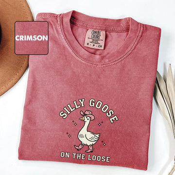 Silly Goose on The Loose Custom Embroidered T-Shirt - Western Cowgirl Meme Gift