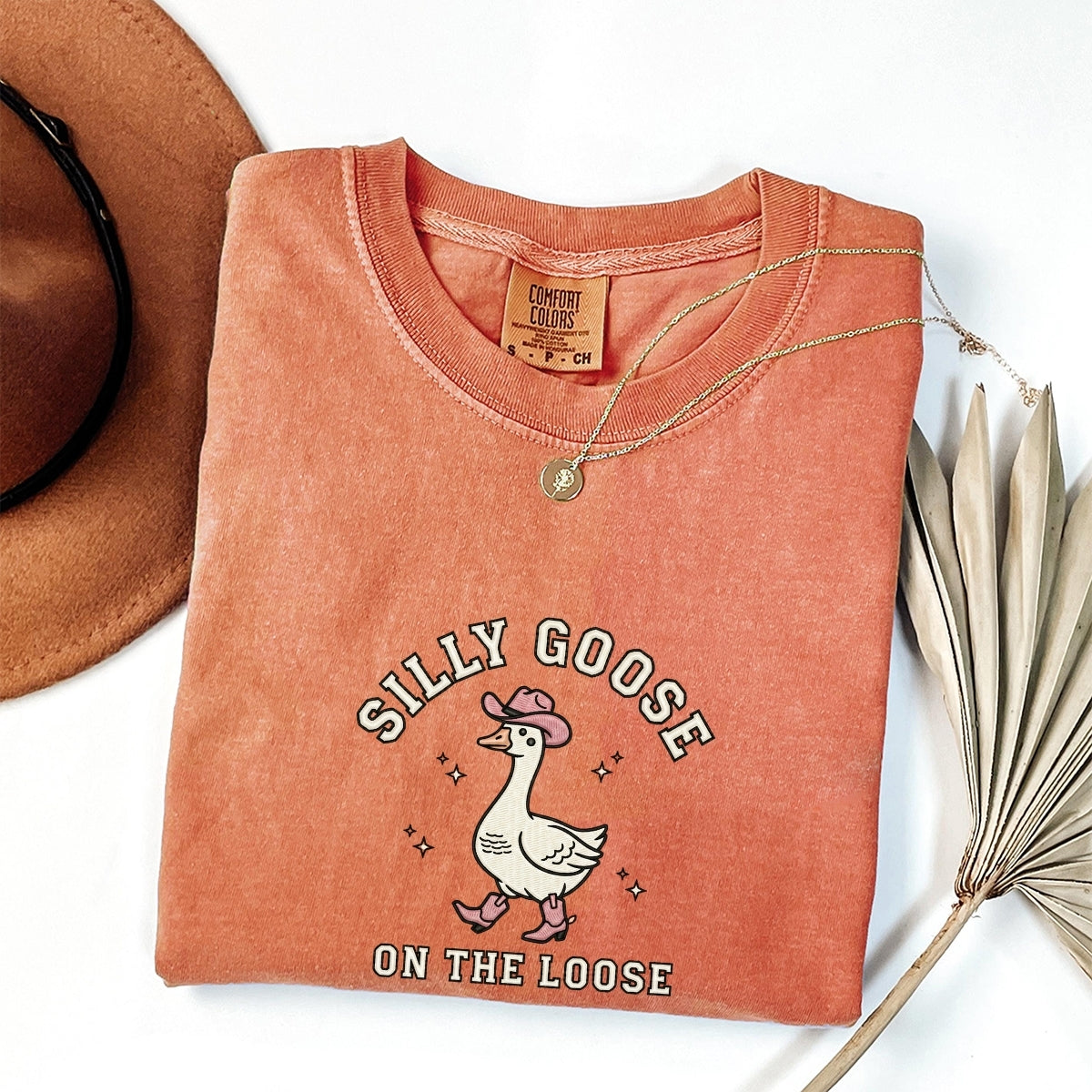 Silly Goose on The Loose Custom Embroidered T-Shirt - Western Cowgirl Meme Gift