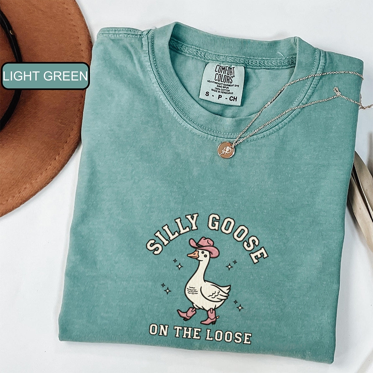Silly Goose on The Loose Custom Embroidered T-Shirt - Western Cowgirl Meme Gift
