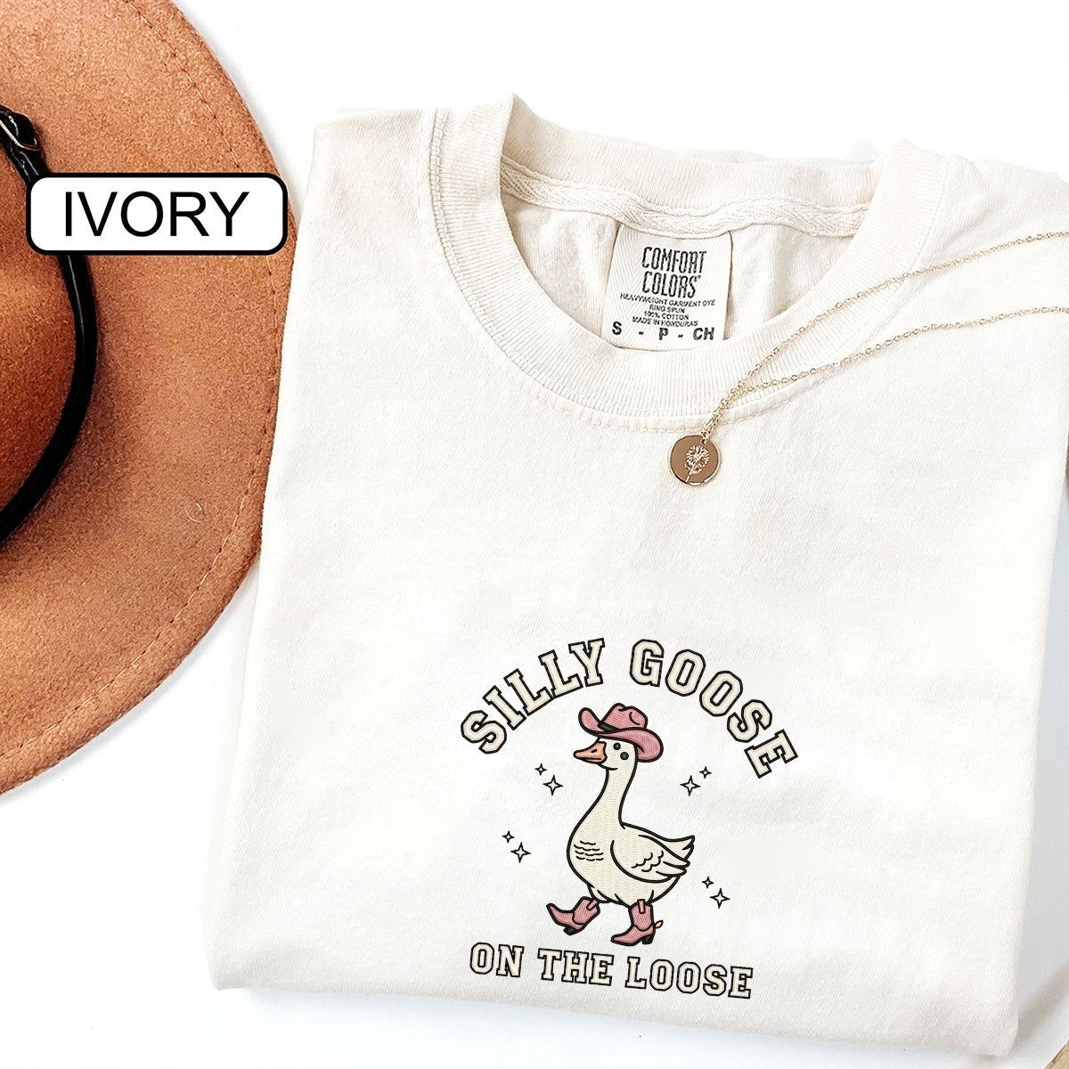 Silly Goose on The Loose Custom Embroidered T-Shirt - Western Cowgirl Meme Gift