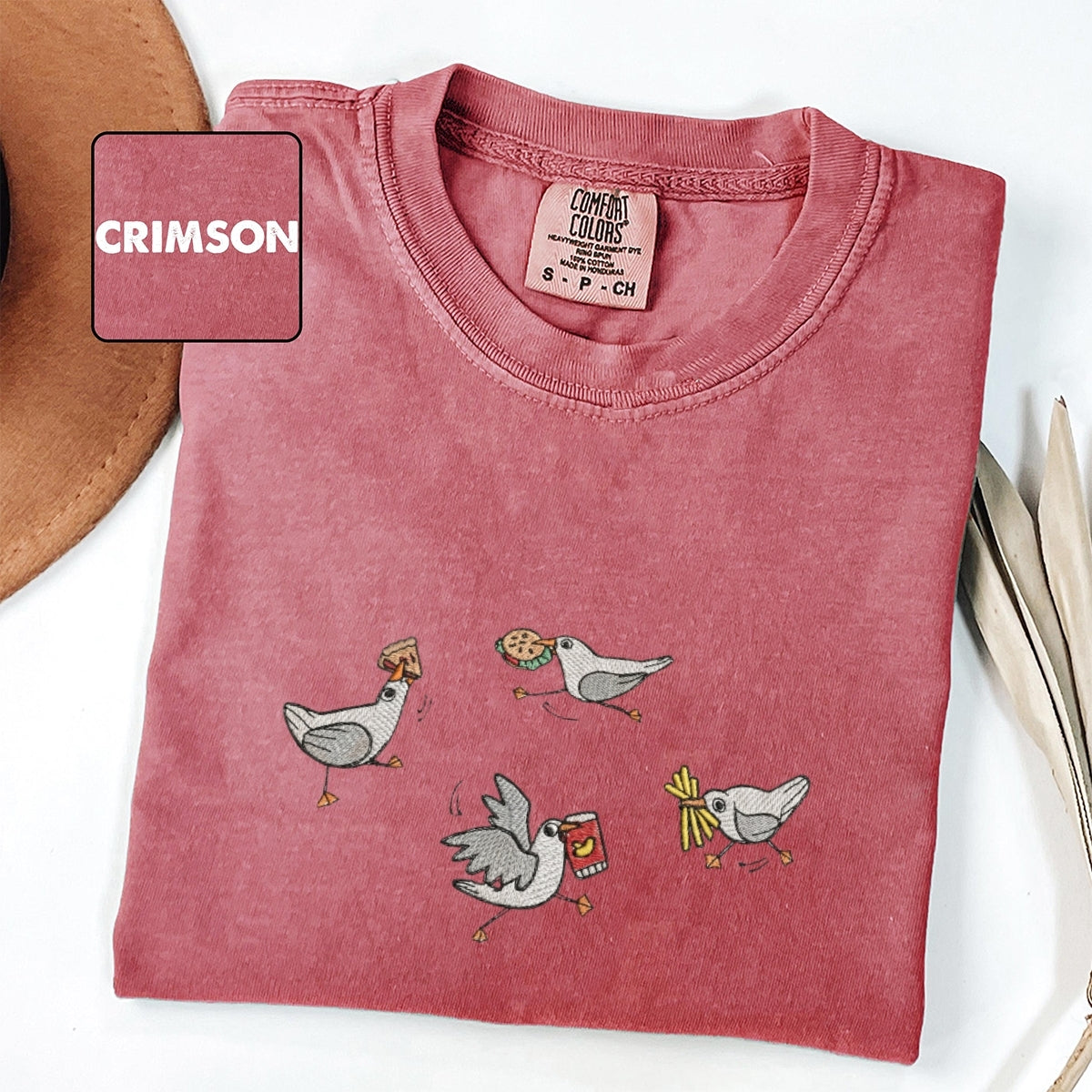 Silly Seagull Custom Embroidered T-Shirt - Funny Coastal Nature Gift