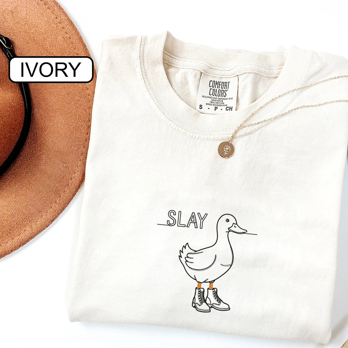 Slay Duck Custom Embroidered T-Shirt - Funny Duck Meme Gift for Her