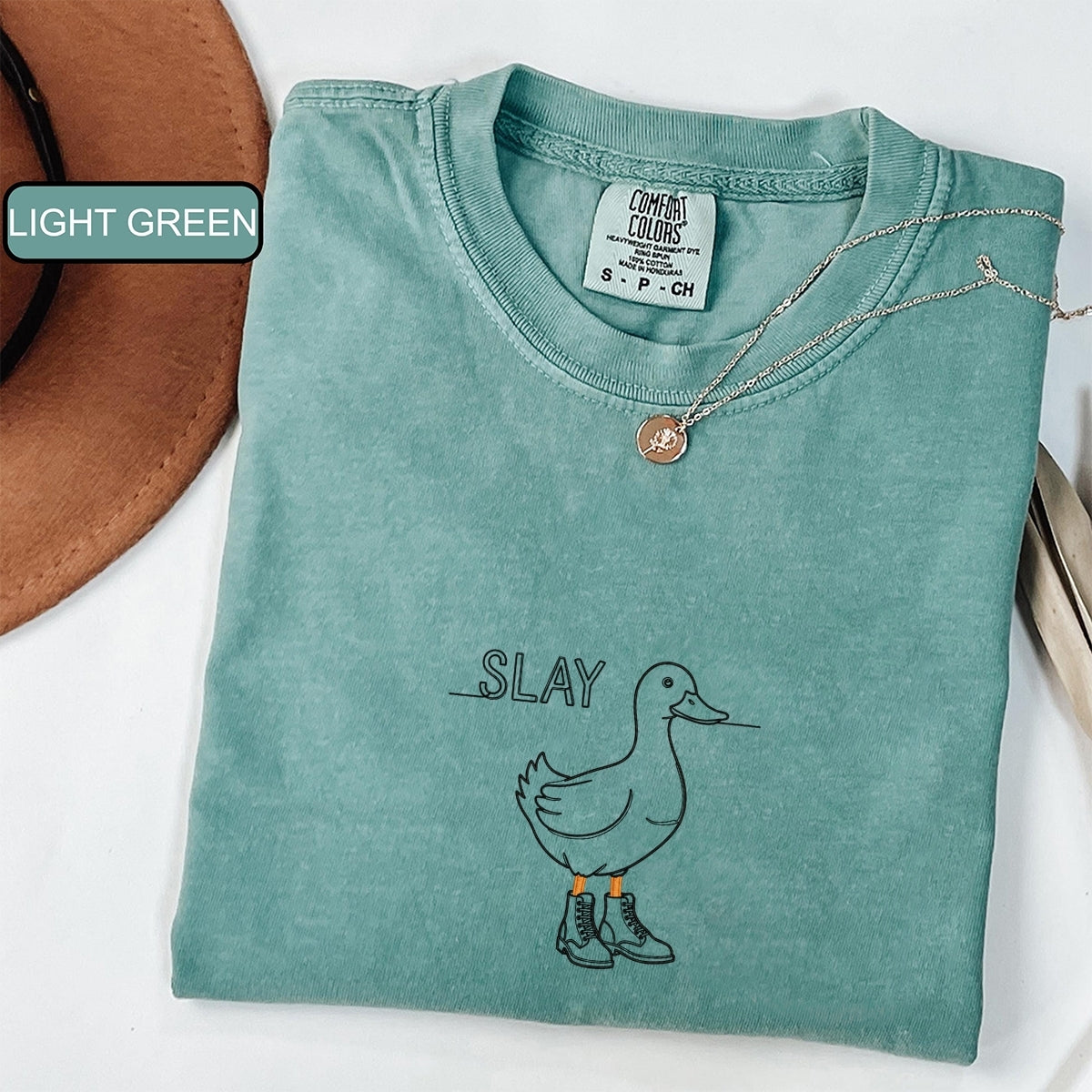 Slay Duck Custom Embroidered T-Shirt - Funny Duck Meme Gift for Her