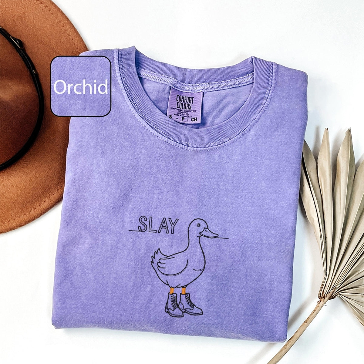 Slay Duck Custom Embroidered T-Shirt - Funny Duck Meme Gift for Her