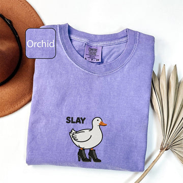 Slay Duck Custom Embroidered T-Shirt - Funny Duck Meme Gift