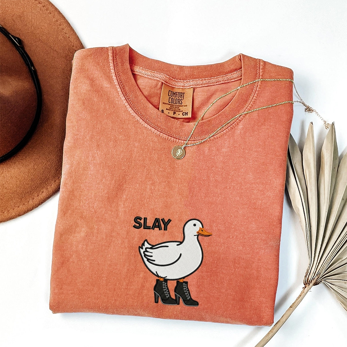 Slay Duck Custom Embroidered T-Shirt - Funny Duck Meme Gift