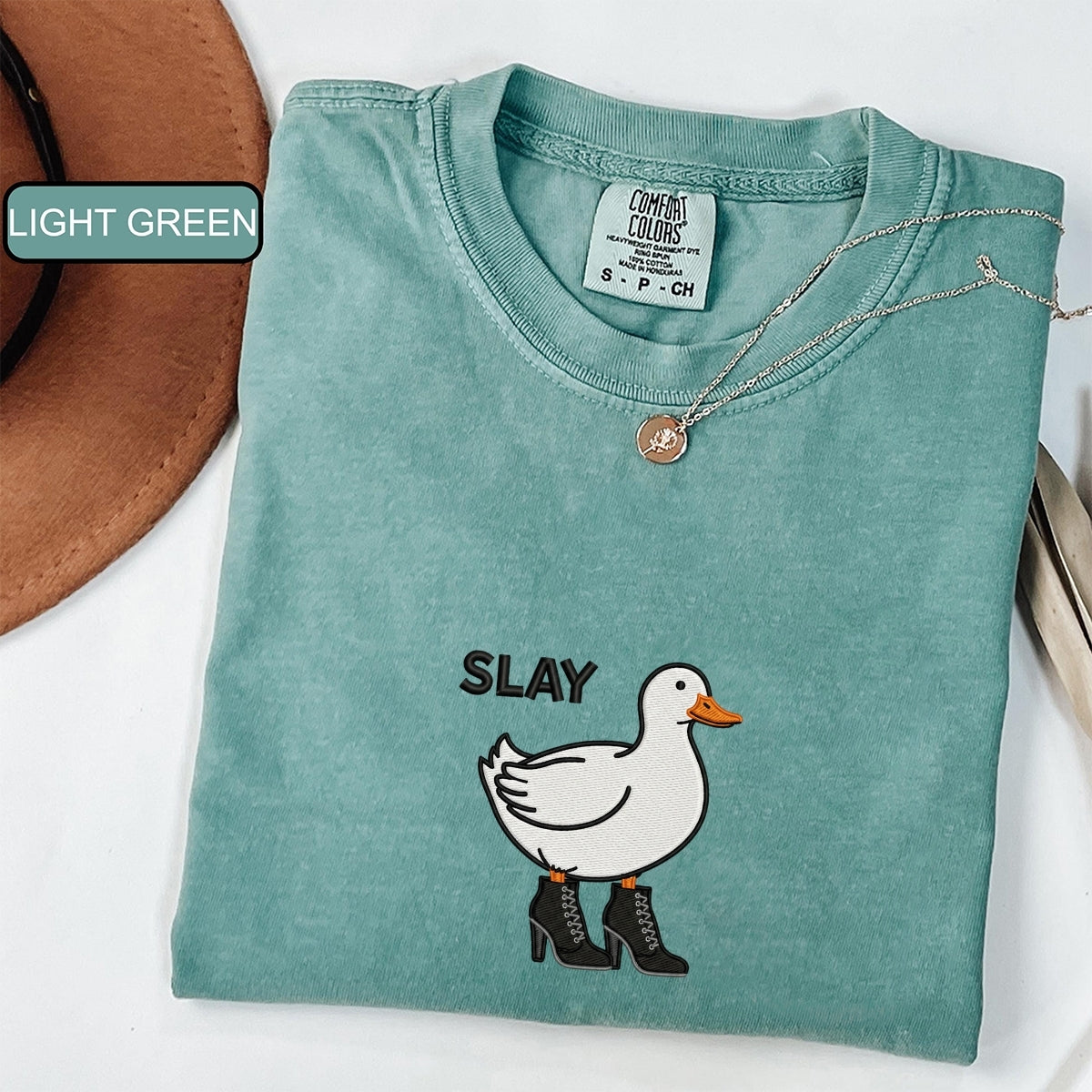 Slay Duck Custom Embroidered T-Shirt - Funny Duck Meme Gift