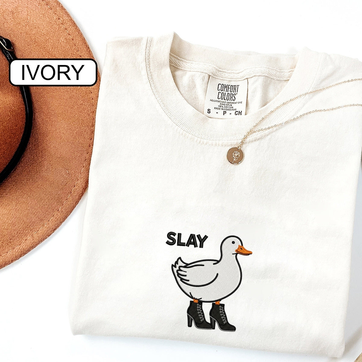 Slay Duck Custom Embroidered T-Shirt - Funny Duck Meme Gift