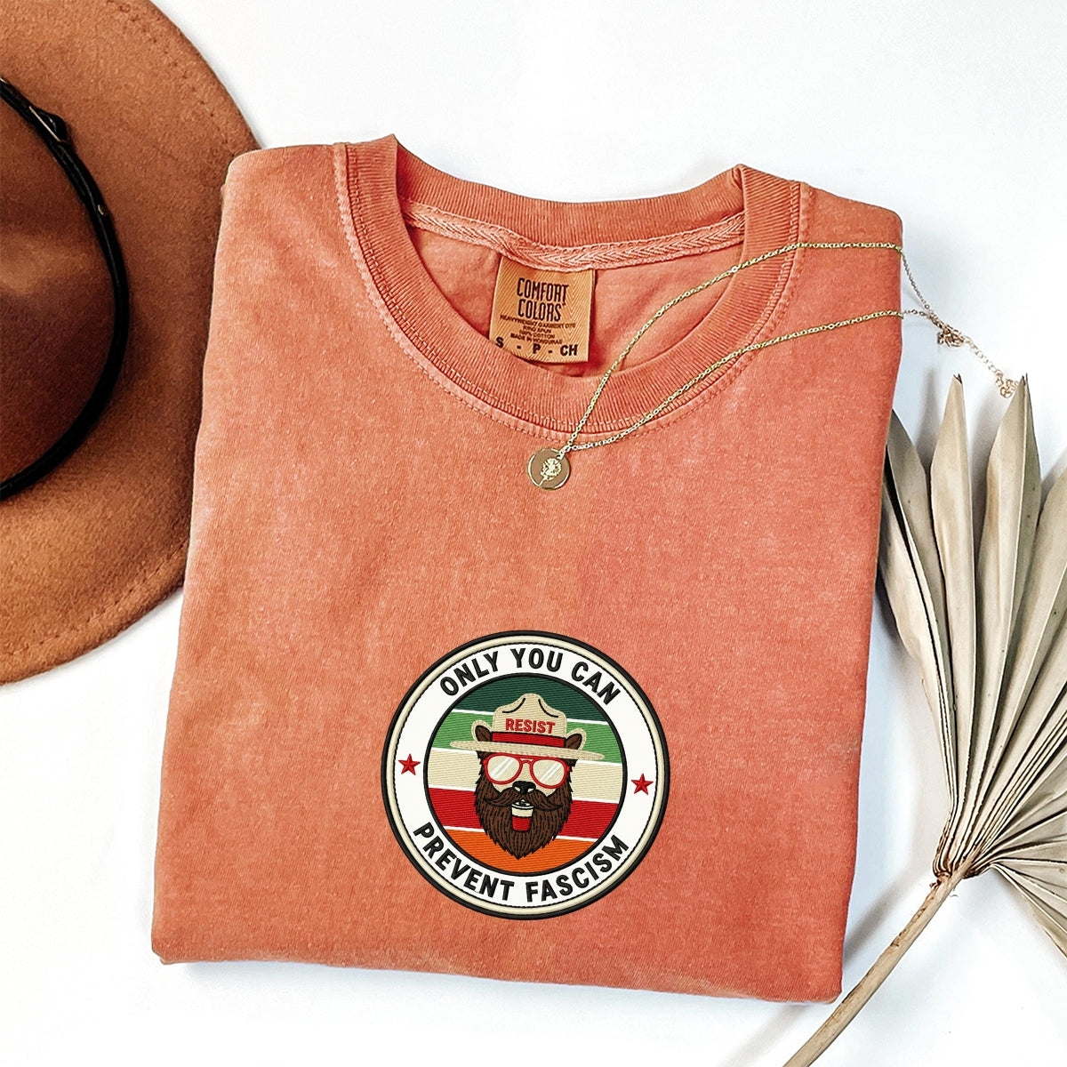 Smokey Bear Resist Custom Embroidered T-Shirt - Funny Political Activist Gift