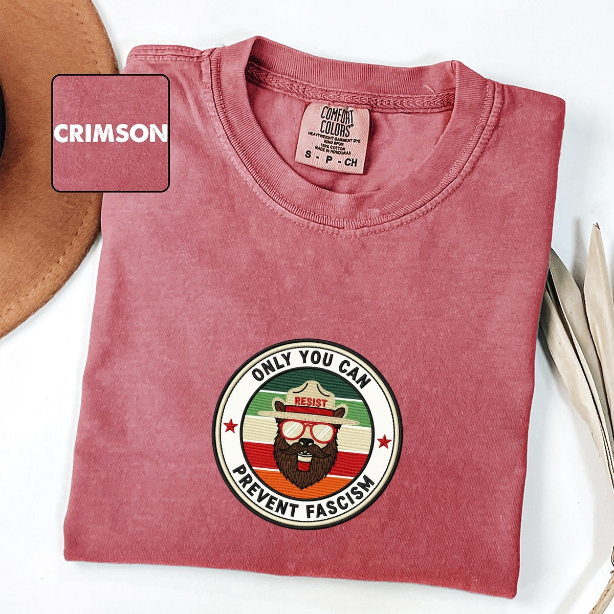 Smokey Bear Resist Custom Embroidered T-Shirt - Funny Political Activist Gift