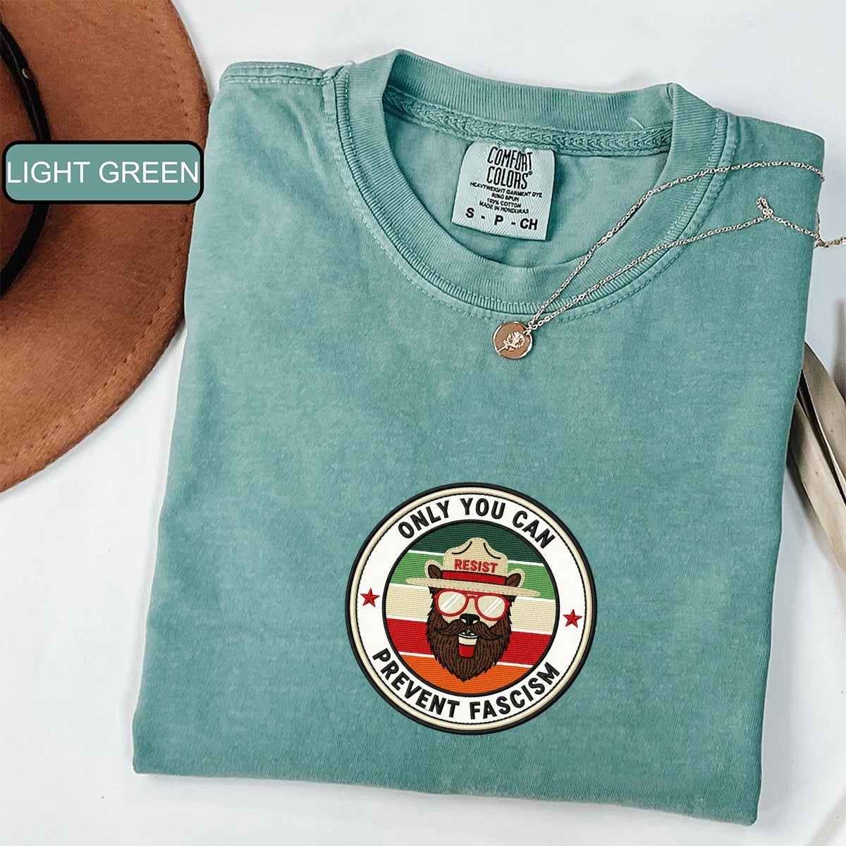 Smokey Bear Resist Custom Embroidered T-Shirt - Funny Political Activist Gift