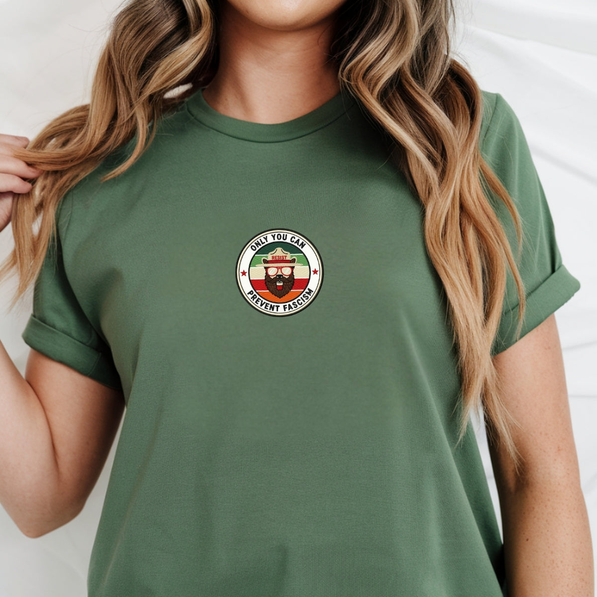 Smokey Bear Resist Custom Embroidered T-Shirt - Funny Political Activist Gift
