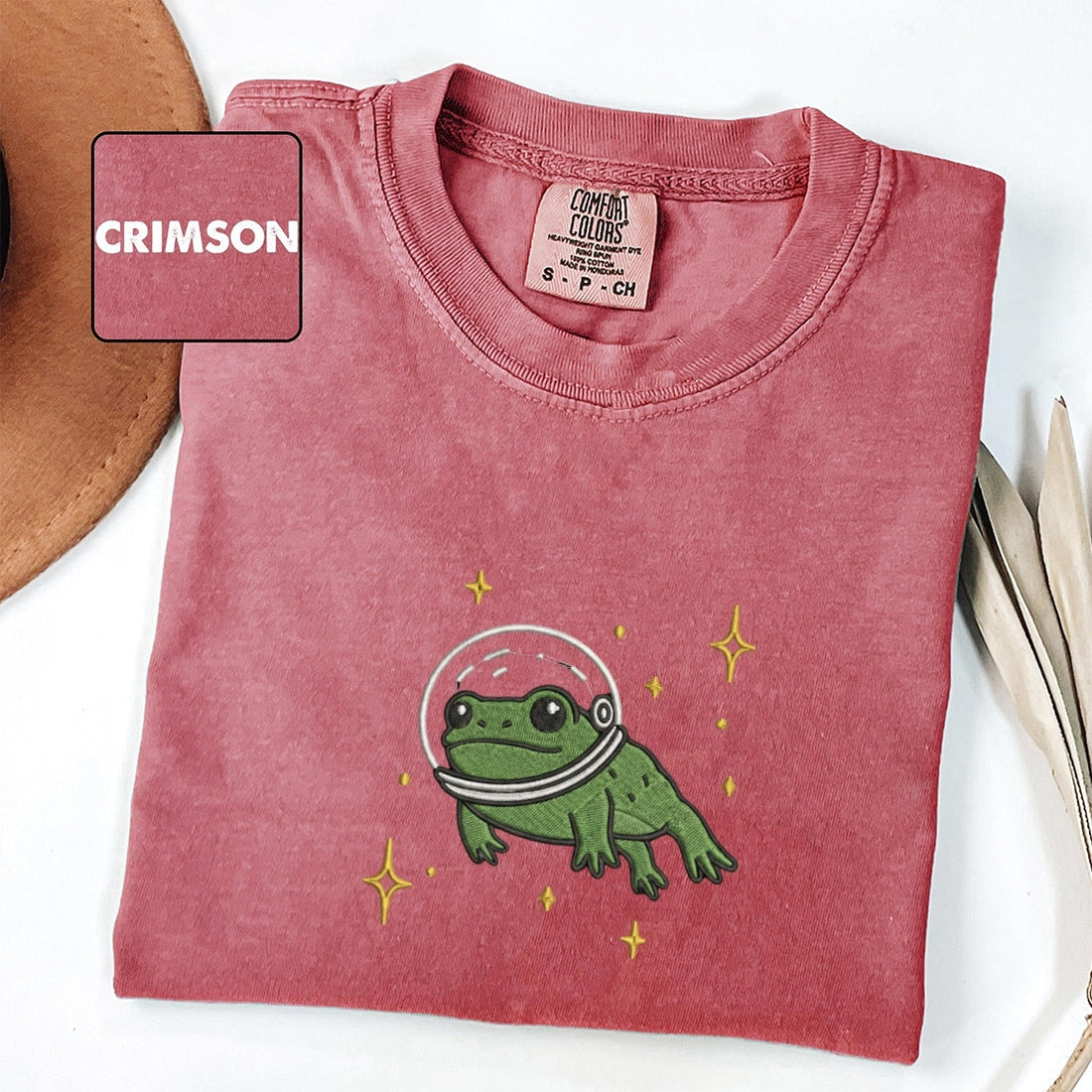 Space Frog Custom Embroidered T-Shirt - Personalized Cosmic Tee Gift
