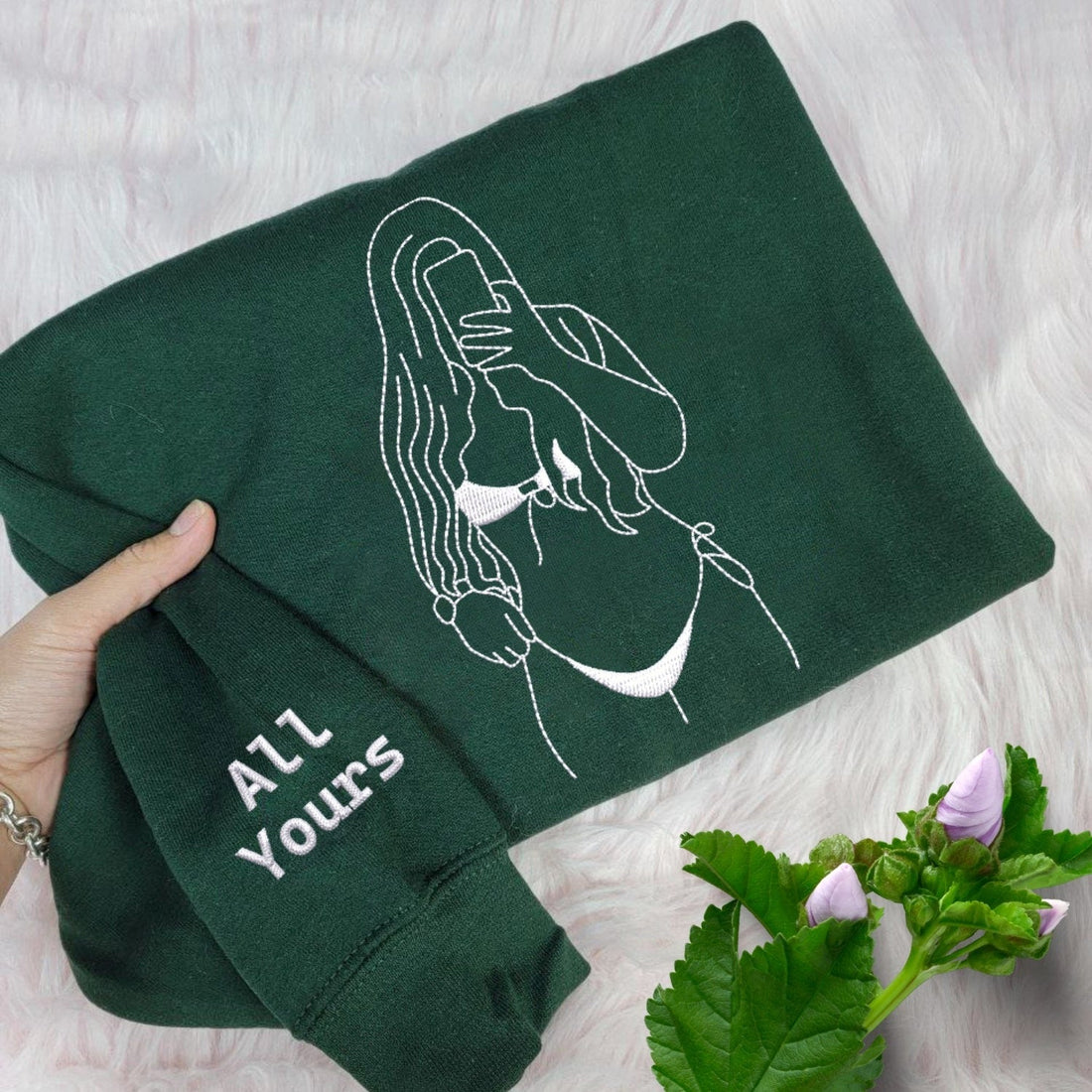 Photo Drawing Custom Embroidered Sweatshirt - Personalized Romantic Gift for Him