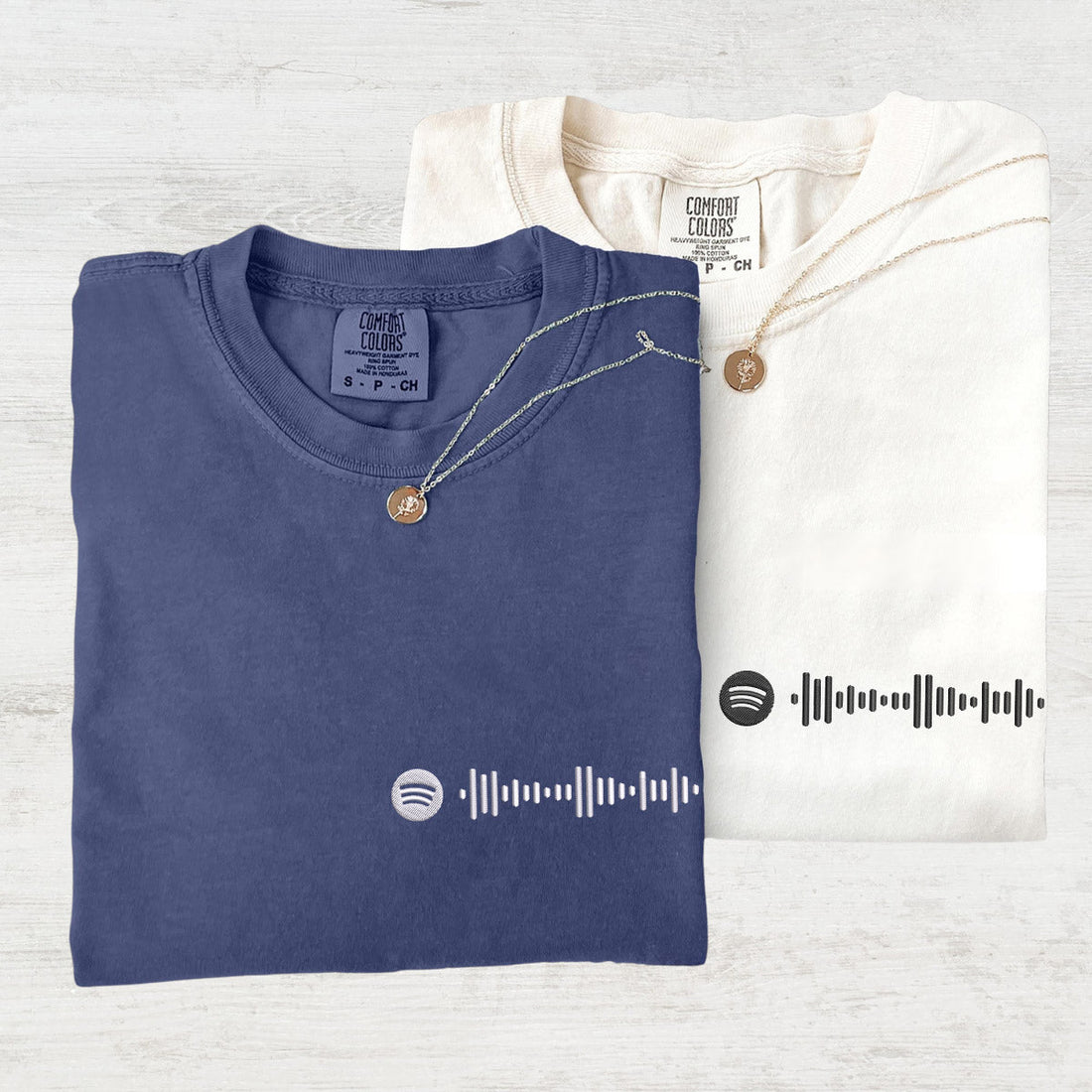 Spotify Code Custom Embroidered T-Shirt - Personalized Matching Couple Gift