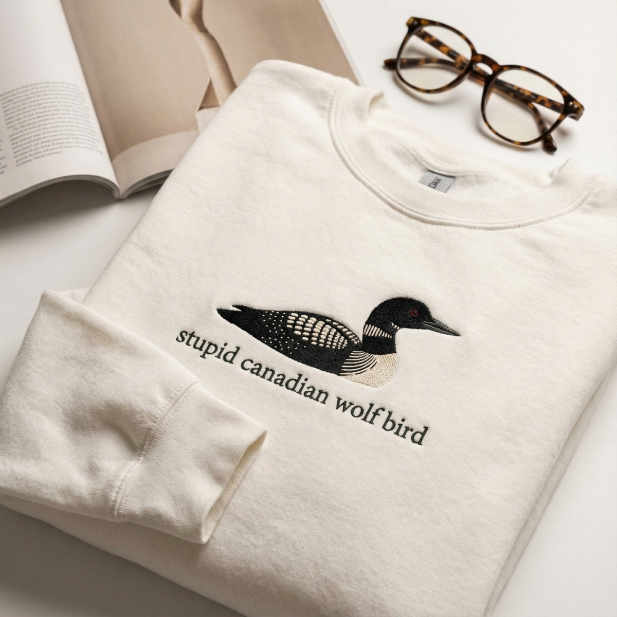Canadian Wolf Bird Custom Embroidered Sweatshirt - Team Hollanov Personalized Hoodie