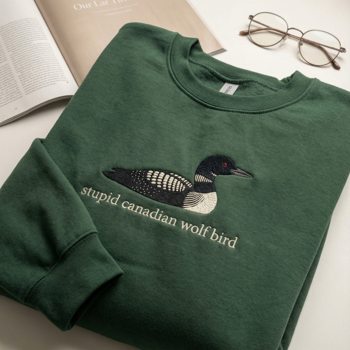 Canadian Wolf Bird Custom Embroidered Sweatshirt - Team Hollanov Personalized Hoodie
