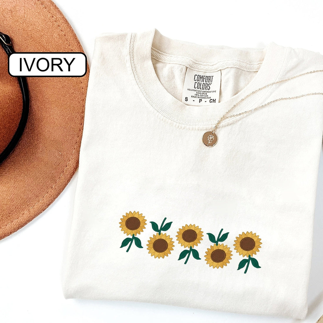 Sunflowers Custom Embroidered T-Shirt - Personalized Vintage Floral Nature Gift