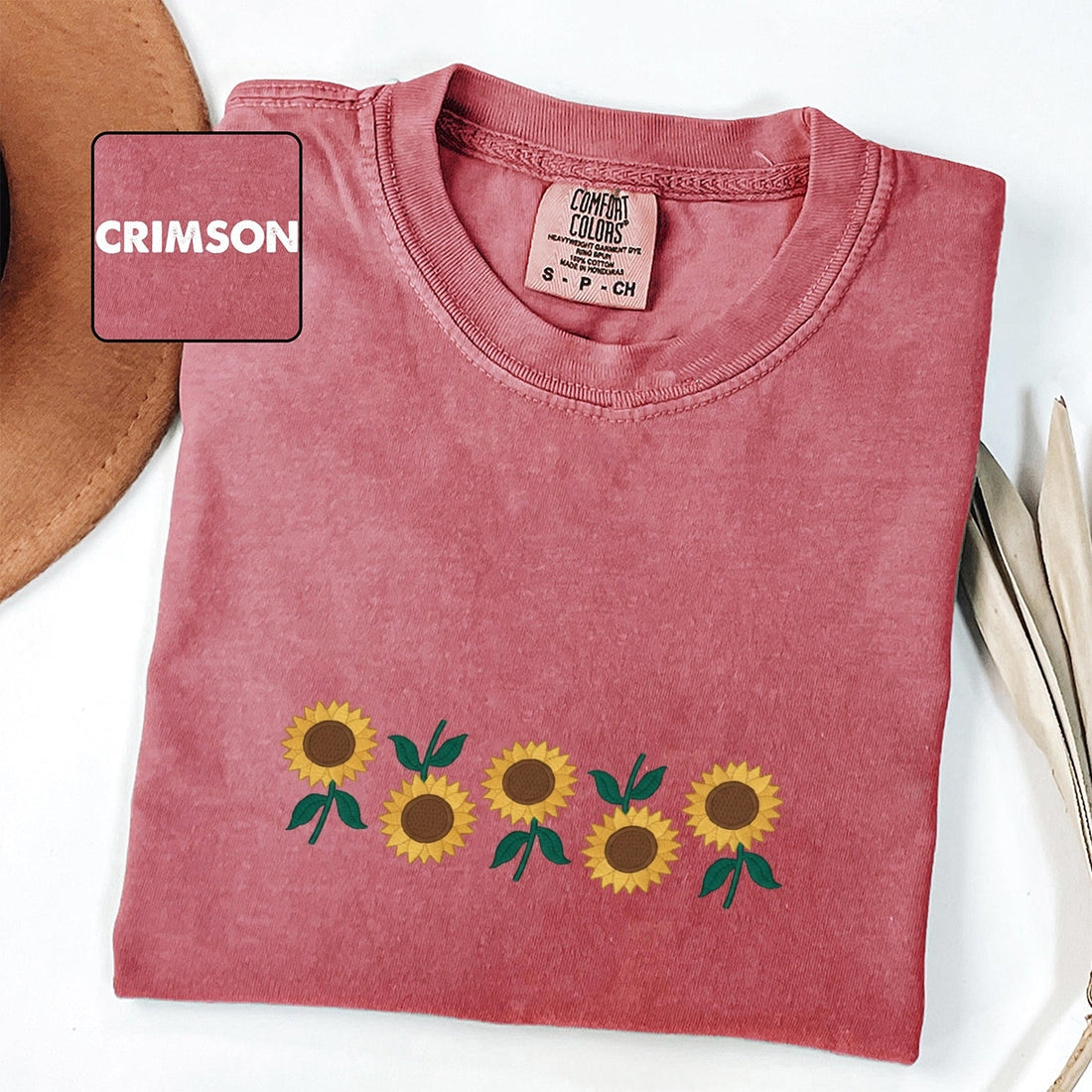 Sunflowers Custom Embroidered T-Shirt - Personalized Vintage Floral Nature Gift