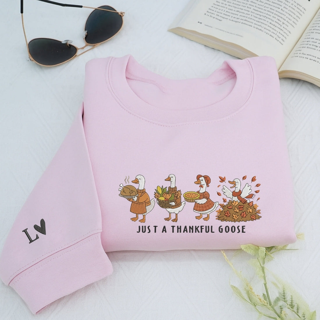 Thankful Goose Custom Embroidered Hoodie - Personalized Thanksgiving Funny Gift