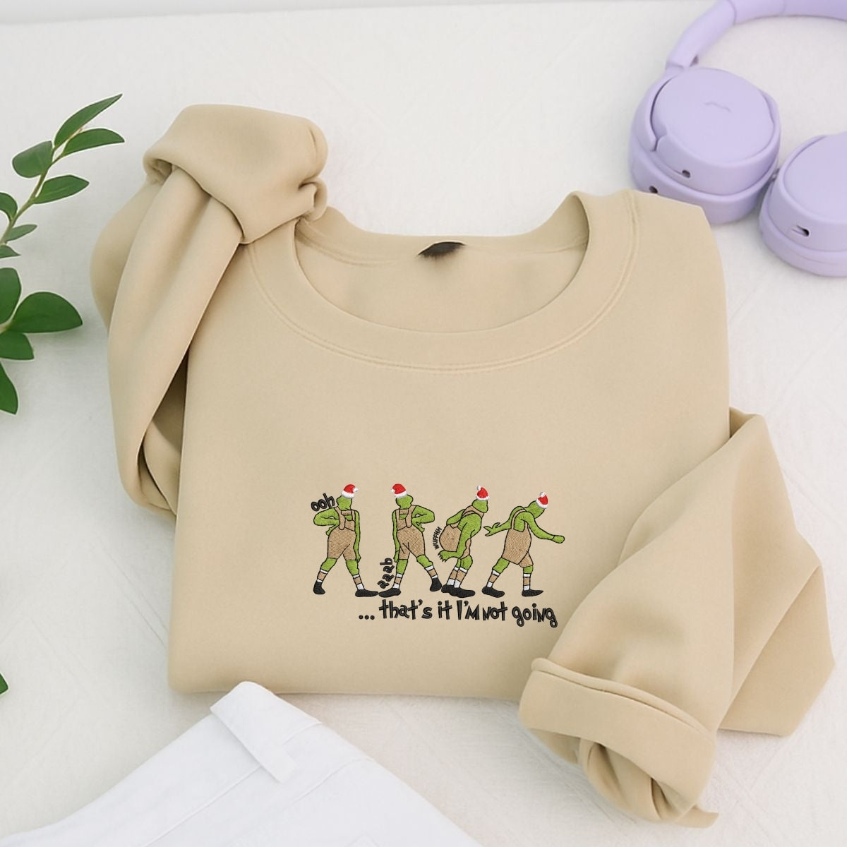 Christmas 'I'm Not Going' Custom Embroidered Sweatshirt - Personalized Funny Holiday Gift