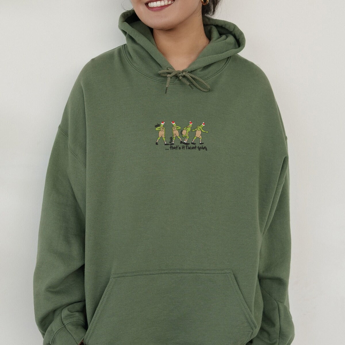 Christmas 'I'm Not Going' Custom Embroidered Sweatshirt - Personalized Funny Holiday Gift
