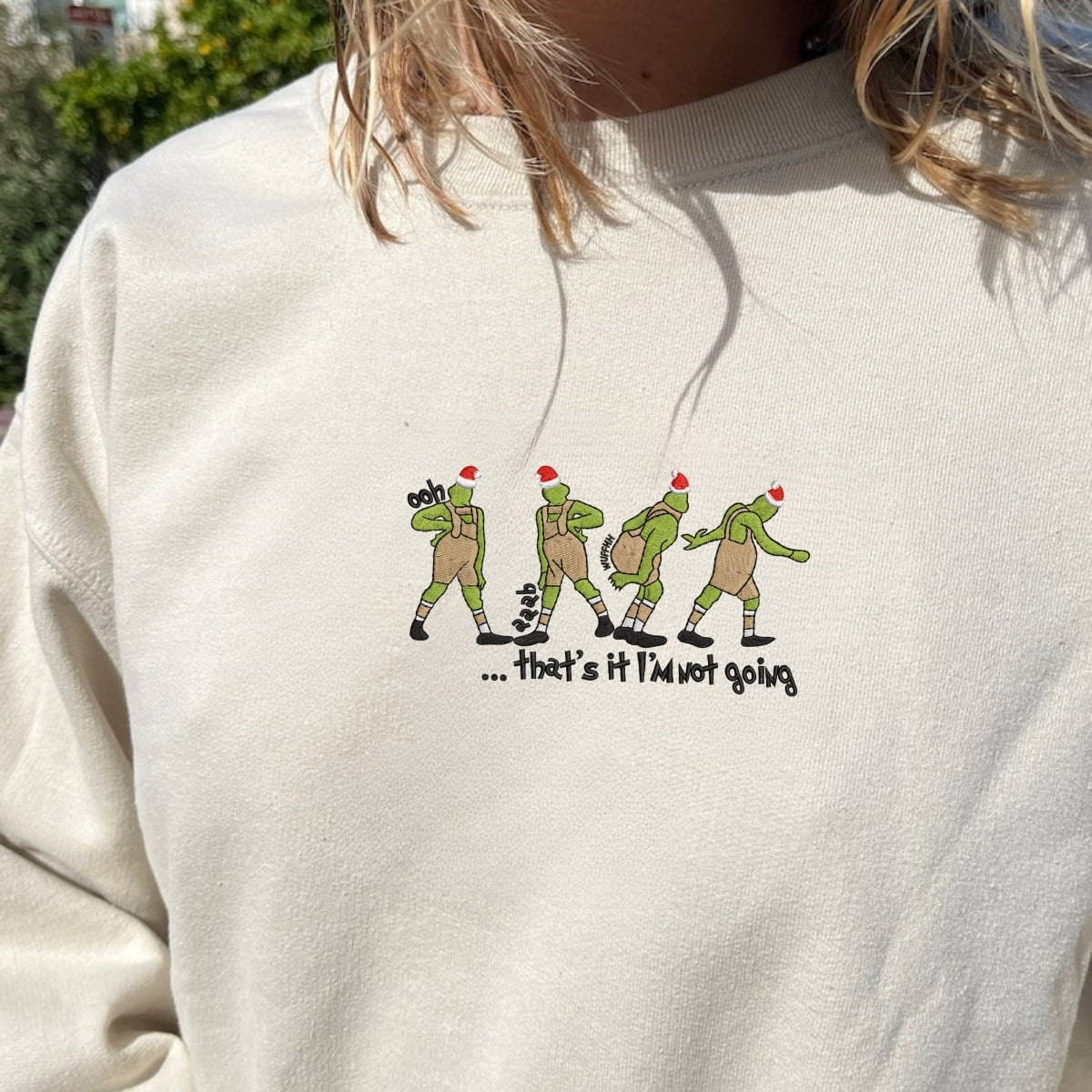 Christmas 'I'm Not Going' Custom Embroidered Sweatshirt - Personalized Funny Holiday Gift