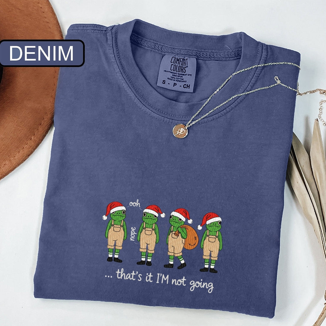 Christmas 'I'm Not Going' Custom Embroidered T-Shirt - Personalized Festive Holiday Gift