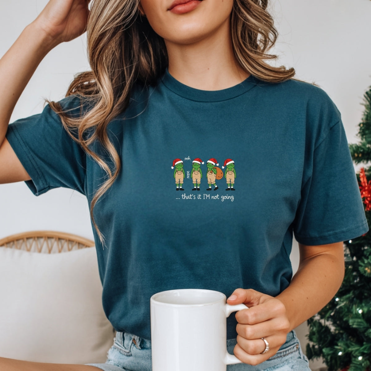 Christmas 'I'm Not Going' Custom Embroidered T-Shirt - Personalized Festive Holiday Gift