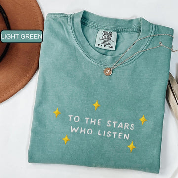 Stars Who Listen' Custom Embroidered T-Shirt - Personalized Cozy Bookish Tee