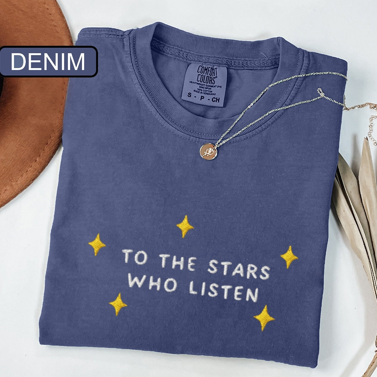 Stars Who Listen' Custom Embroidered T-Shirt - Personalized Cozy Bookish Tee