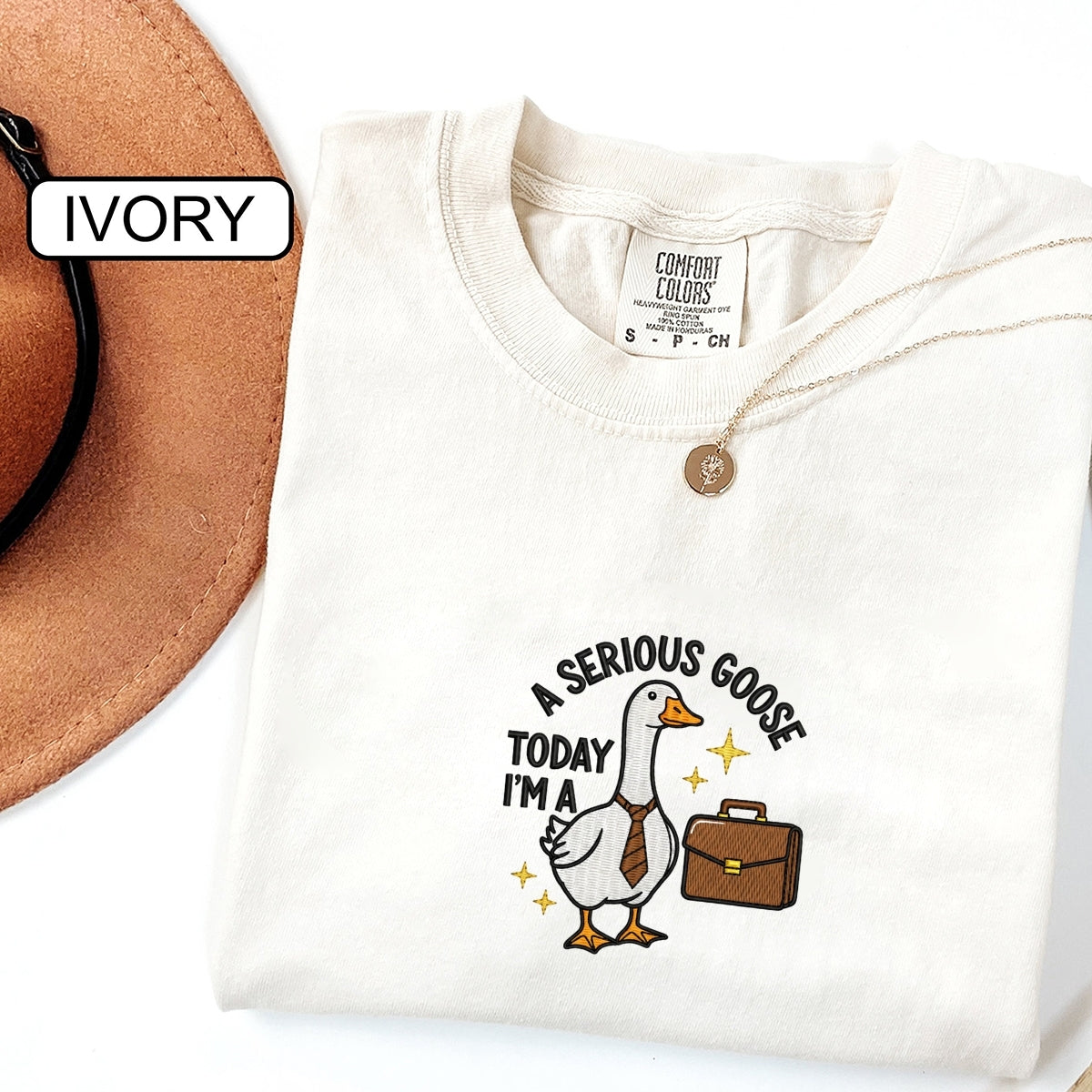 Serious Goose Custom Embroidered T-Shirt - Personalized Funny Goose Lover Gift