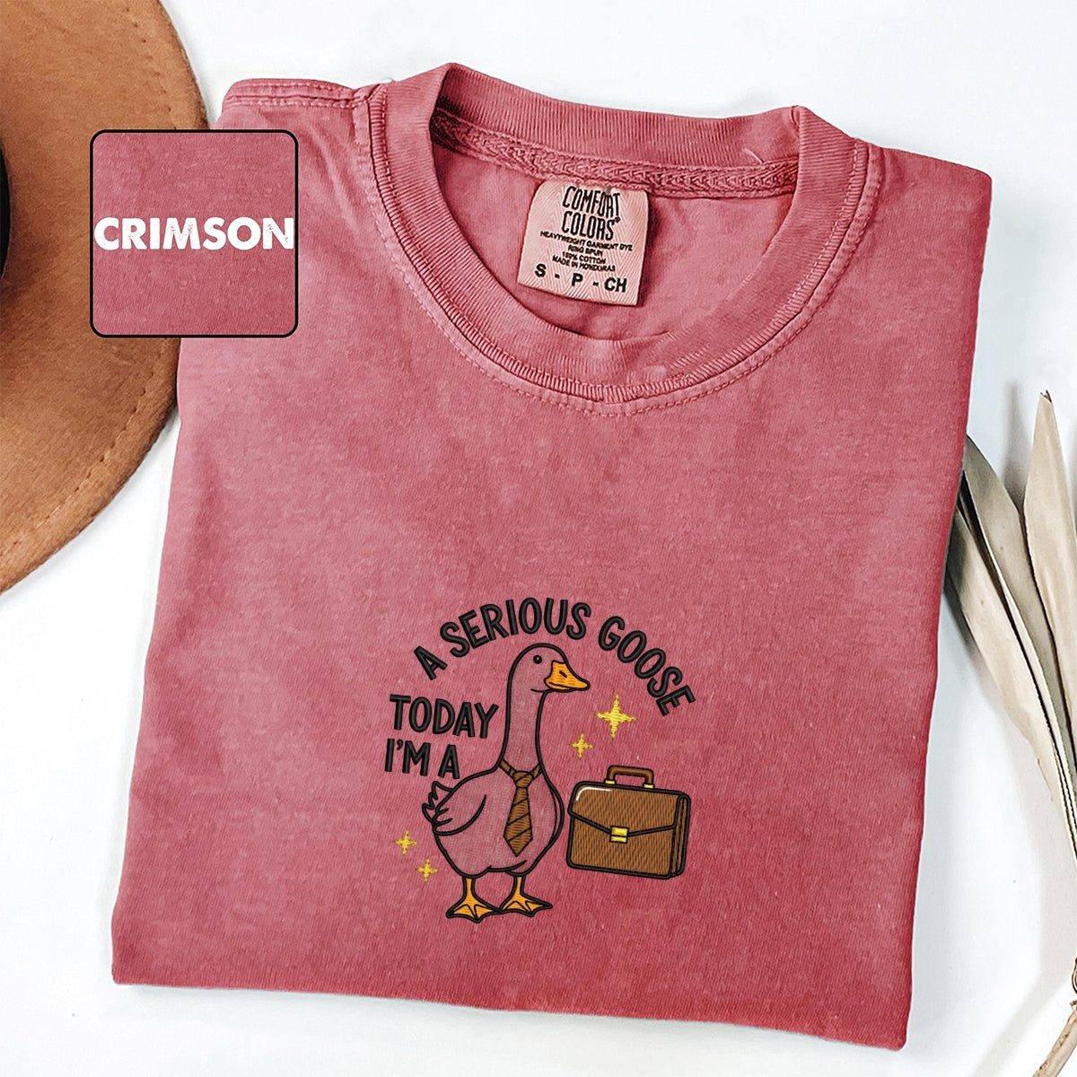 Serious Goose Custom Embroidered T-Shirt - Personalized Funny Goose Lover Gift
