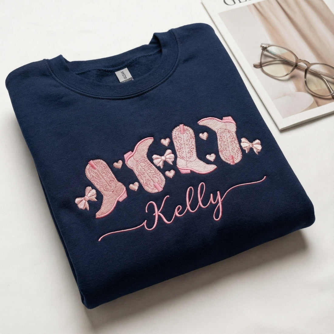 Valentine's Day Boots Custom Embroidered Hoodie - Personalized Gift for Her