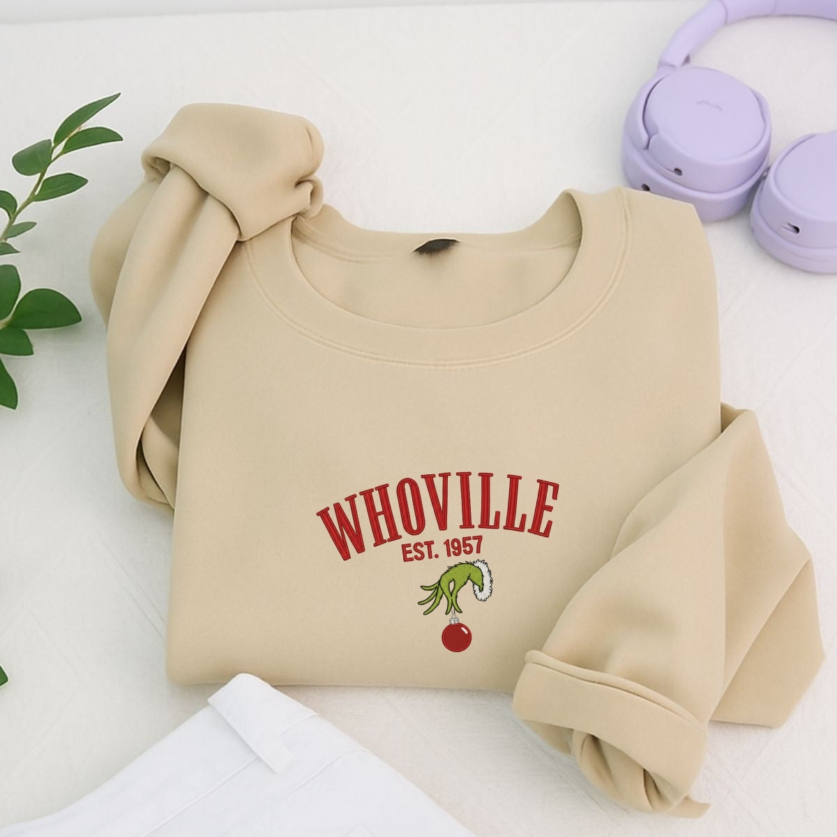 Whoville Custom Embroidered Sweatshirt - Personalized Cozy Christmas Gift