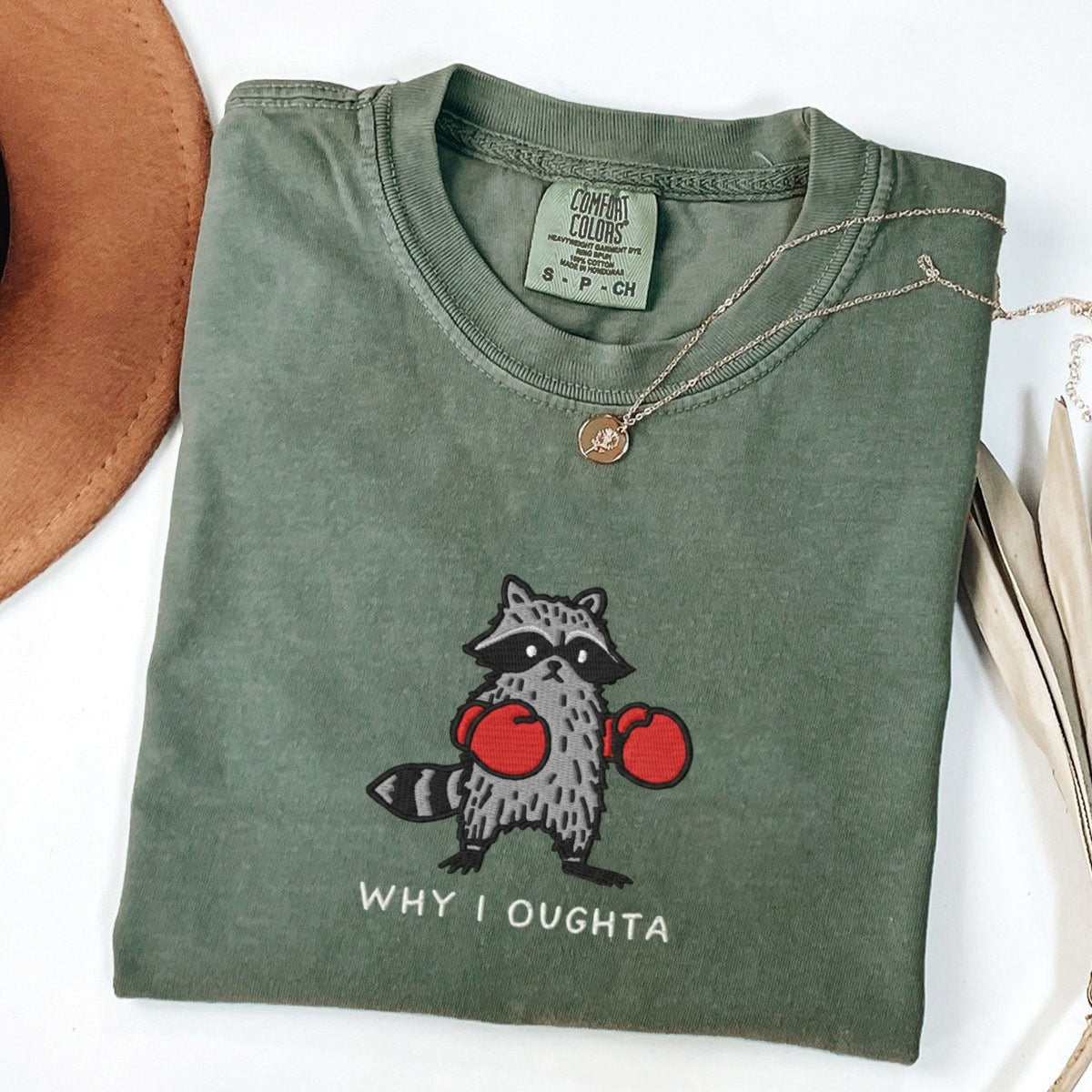 Boxing Raccoon Custom Embroidered T-Shirt - Personalized Funny Animal Tee
