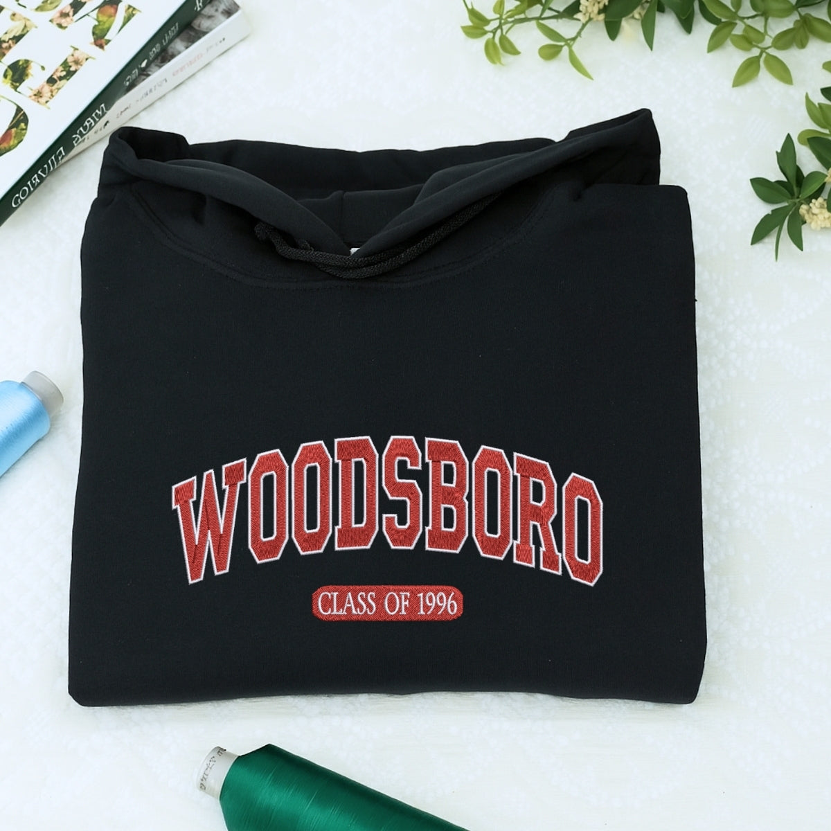 Woodsboro High Custom Embroidered Hoodie - Personalized 90s Horror Movie Gift