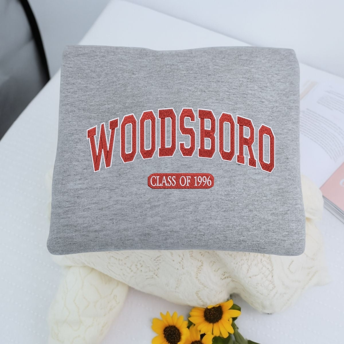 Woodsboro High Custom Embroidered Hoodie - Personalized 90s Horror Movie Gift