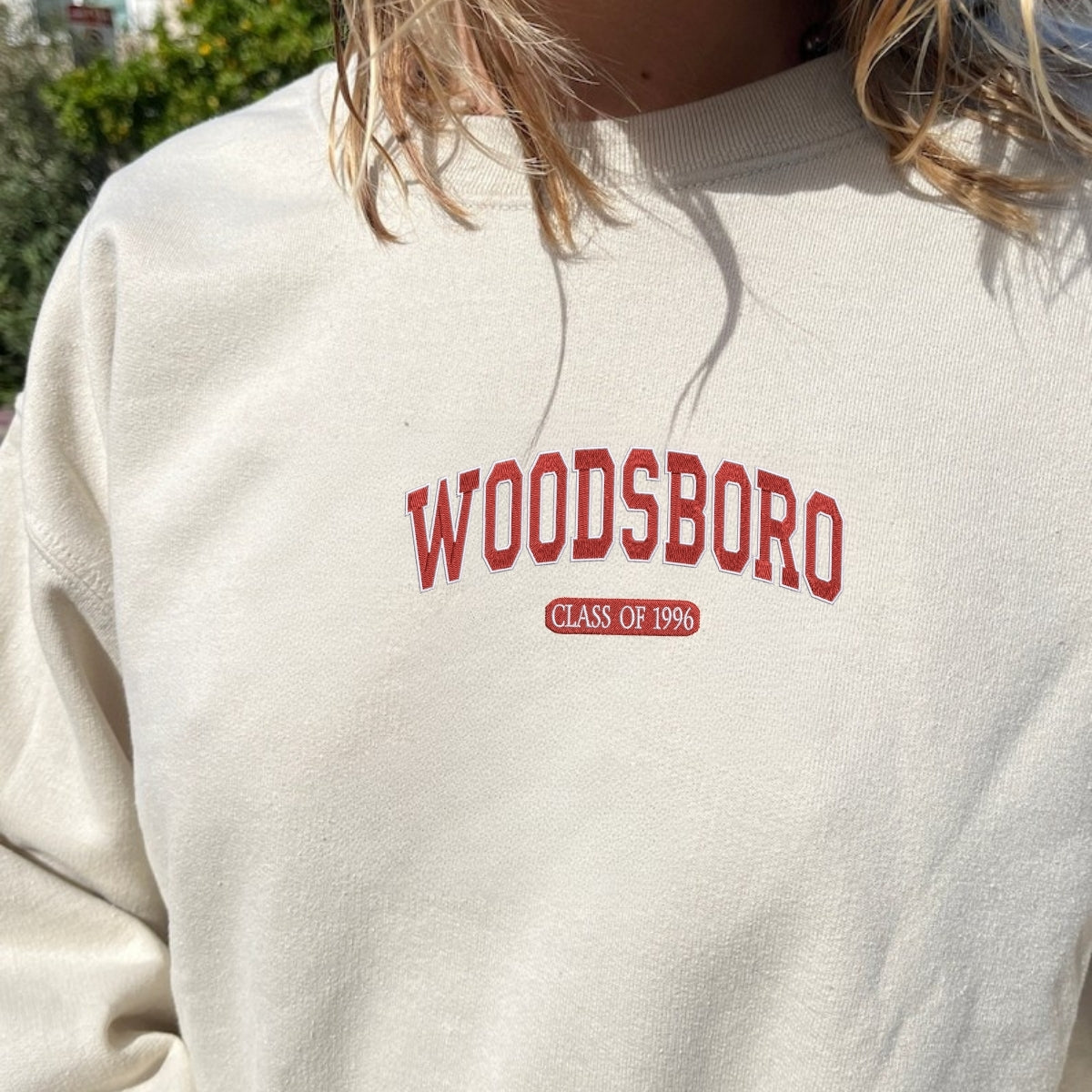 Woodsboro High Custom Embroidered Hoodie - Personalized 90s Horror Movie Gift