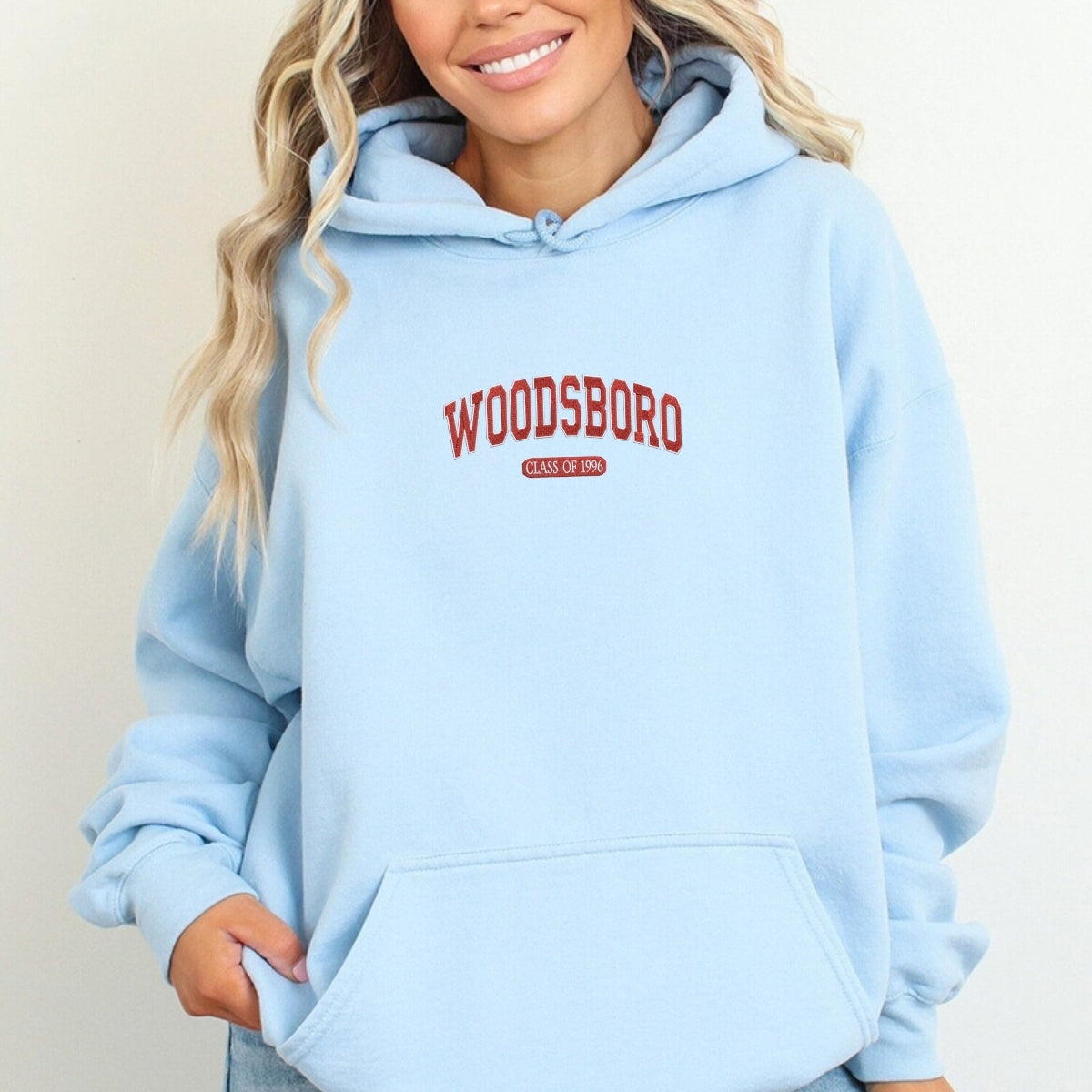 Woodsboro High Custom Embroidered Hoodie - Personalized 90s Horror Movie Gift