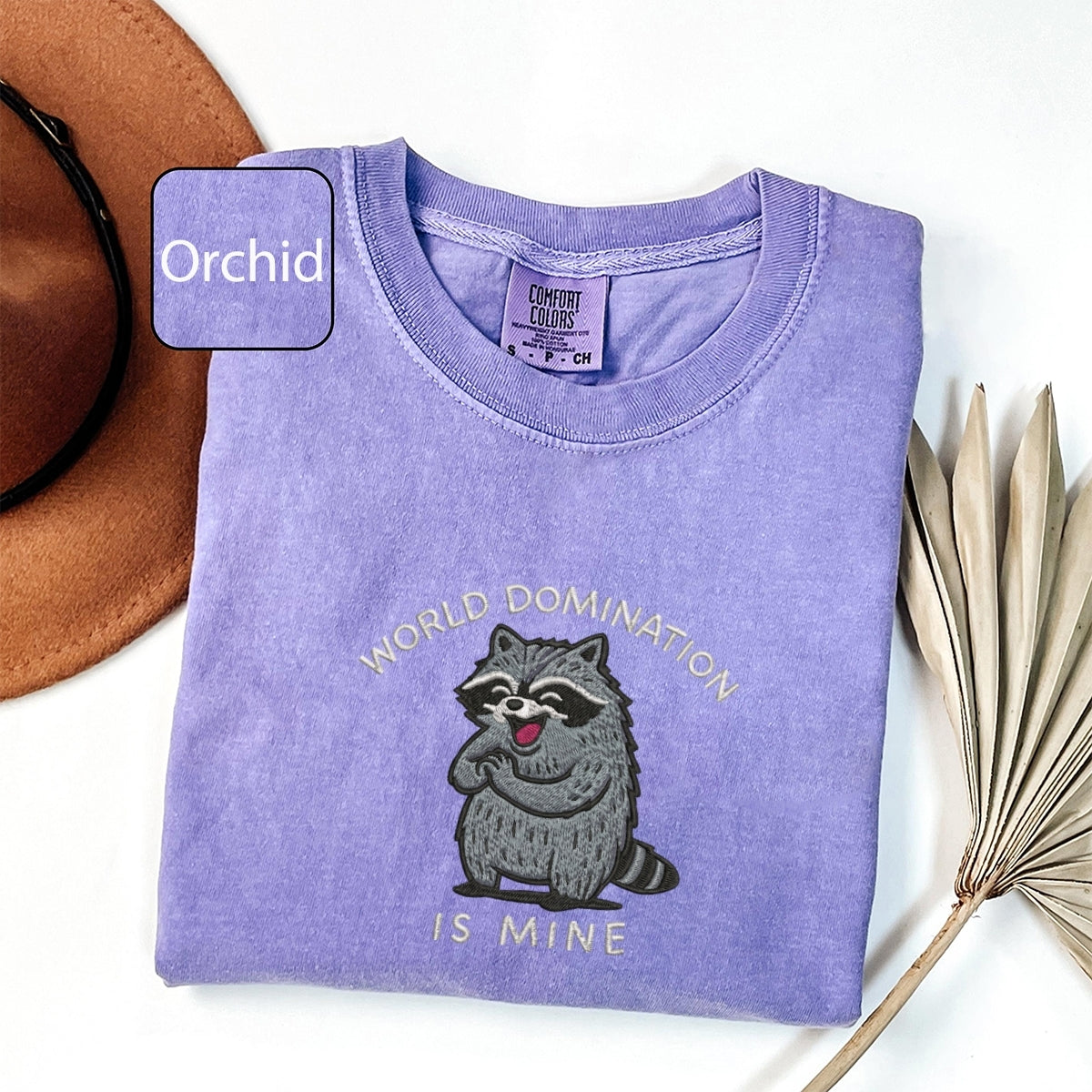 World Domination Raccoon Custom Embroidered T-Shirt - Personalized Funny Chaotic Tee