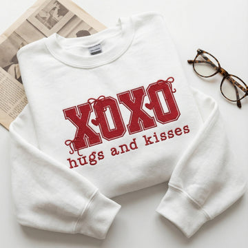 XOXO Bow Custom Embroidered Hoodie - Personalized Valentine's Day Gift