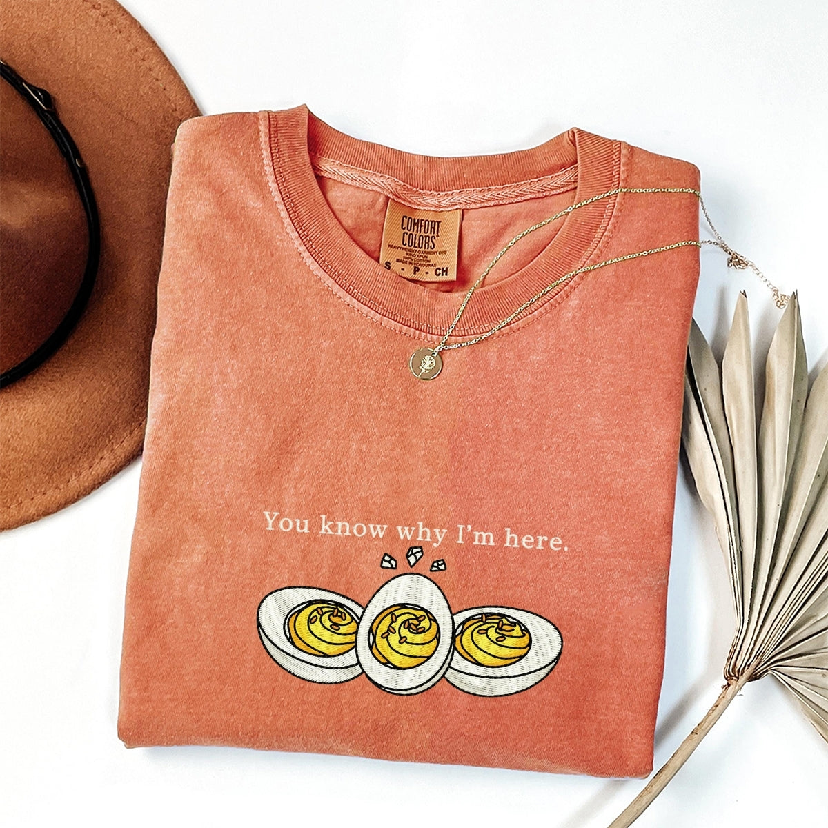 Deviled Egg Custom Embroidered T-Shirt - Funny Thanksgiving Food Lover Gift